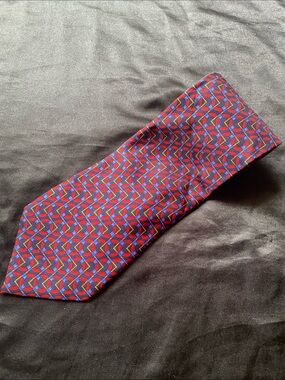 Gucci Red and Blue Geometric Silk Tie